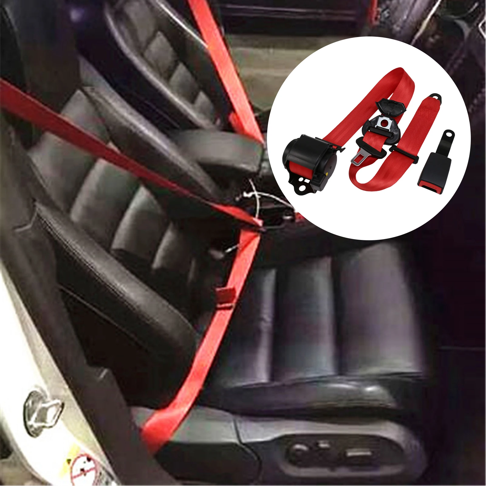 Seat 3 Point Car Belt Automatic Retractable Seat ddmysmile Belt For Go Kart Buses Black Red Safety Adjustable Seatbelts Accessories Smile