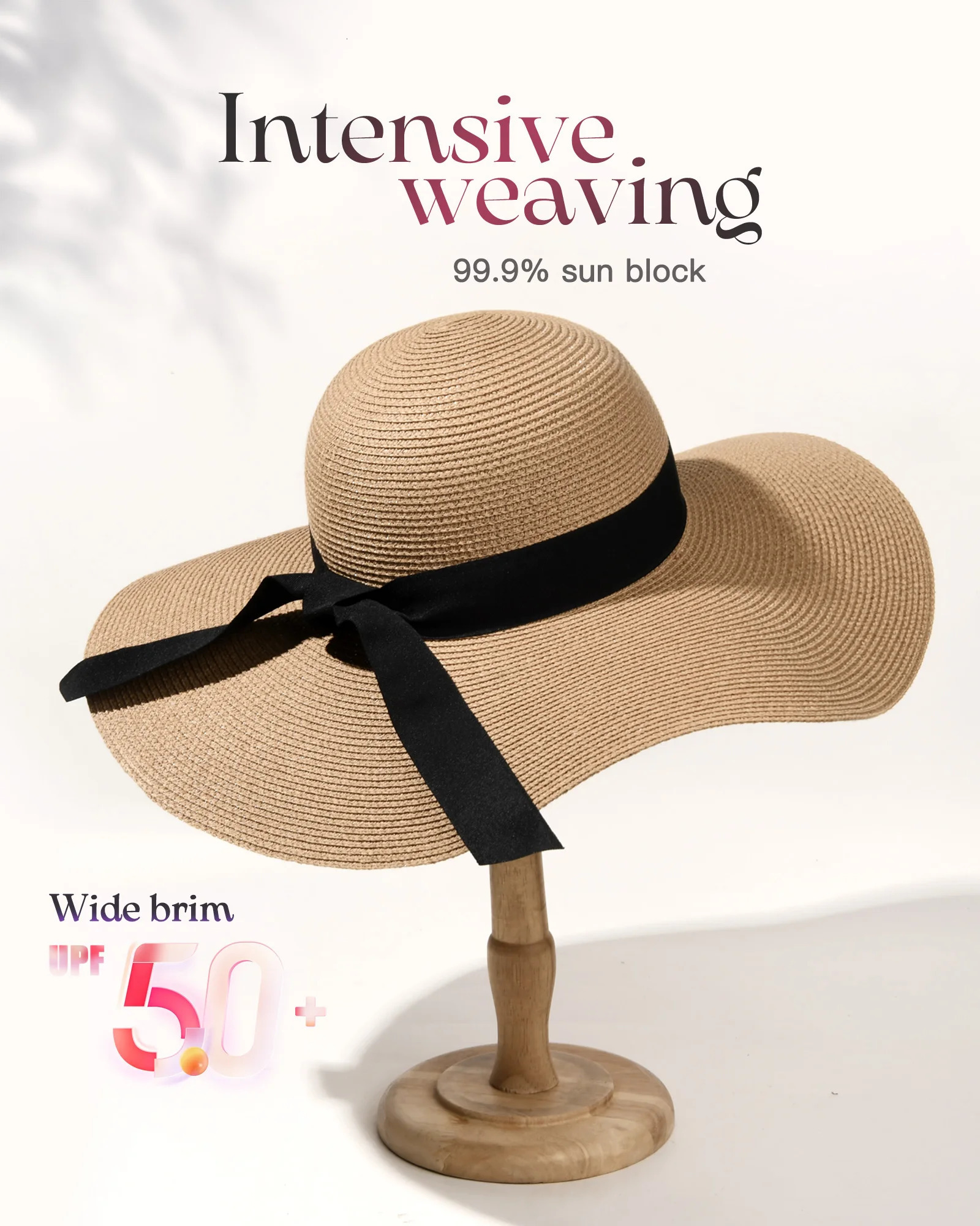 FURTALK Summer Beach Hat Women Large Straw Big Brim Sun Hats UV Protection Foldable Roll Up Floppy Cap chapeu feminino 240409