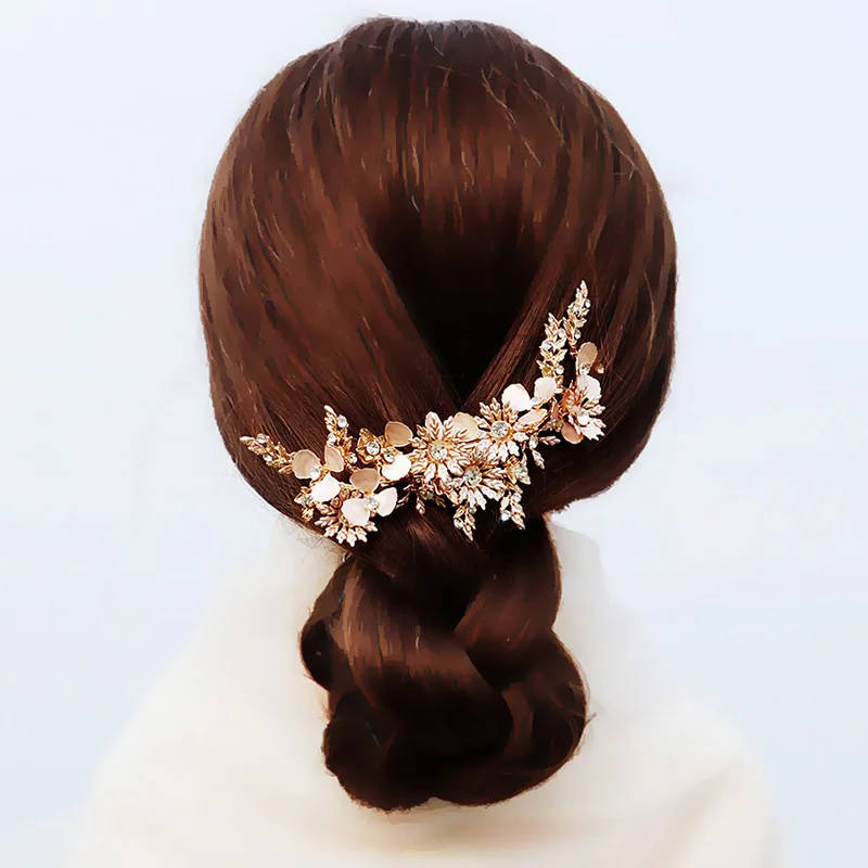 Wedding Hair Accessories Bridal Crystal Rhinestone Flower Hair Clips for Women Hairpin Pearl Barrette Bride Headpiece Jewelry smile