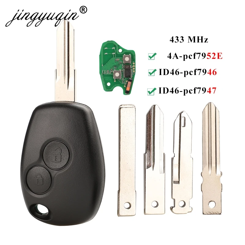Key jingyuqin 2B Remote For Renault Duster Modus Clio 3 Twingo DACIA Logan Sandero Kangoo 433MHz PCF7946 PCF7947 pcf7952E Chip smile