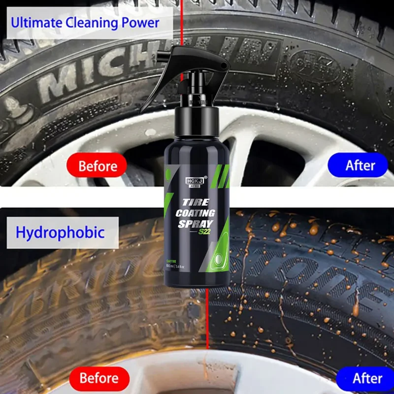 Car Tyre Gloss HGKJ S22 Tire Coating Spray Hydrophobic Sealant Wax For Car Wheel Auto Care Re-black Shine Chemistry Filler