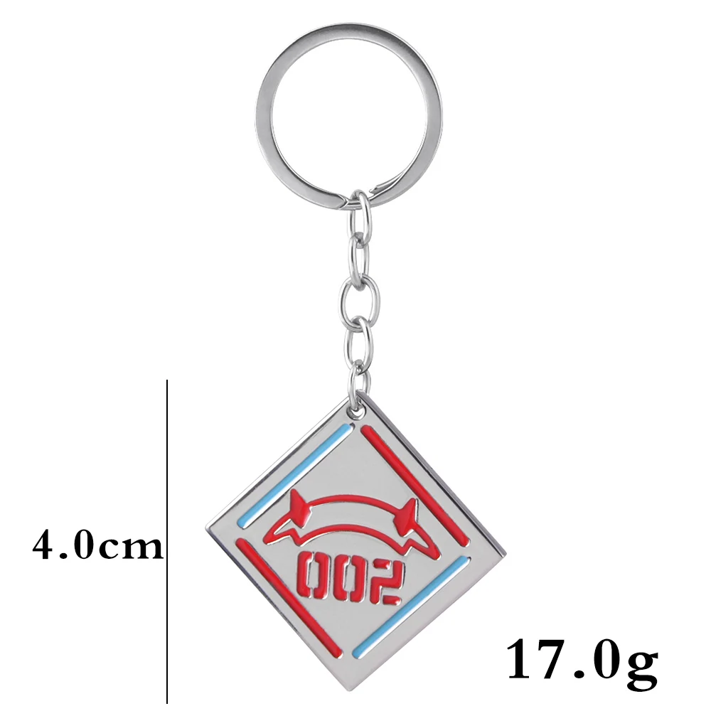 DARLING in the Anime FRANXX 02 Zero Two Keychain Code 002 Red Devil Horn Pendant Keyring for Women Men Jewelry Cosplay Props smile