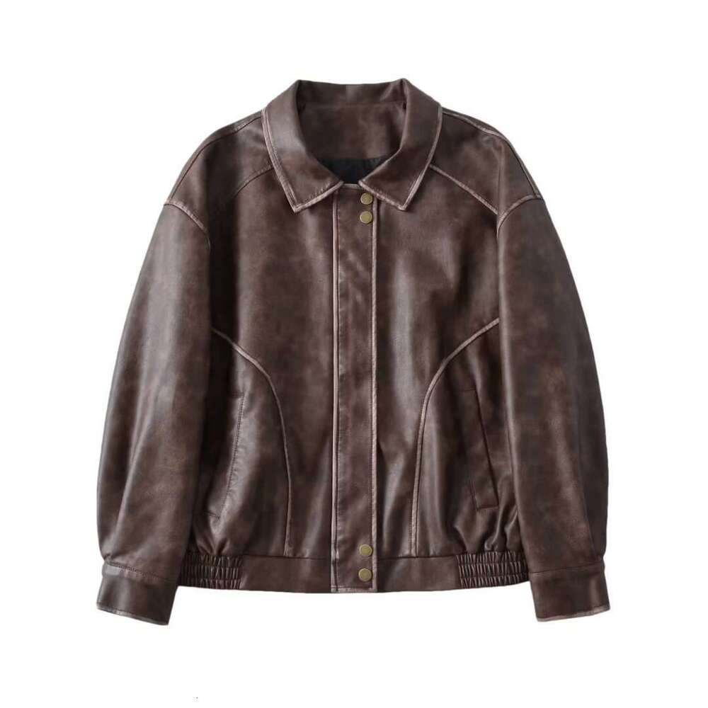 shanshi leather jacket women Autumn/Winter New Women's Wear Heavy Duty Color Cleaning and Water Washing Loose Leather Jacket