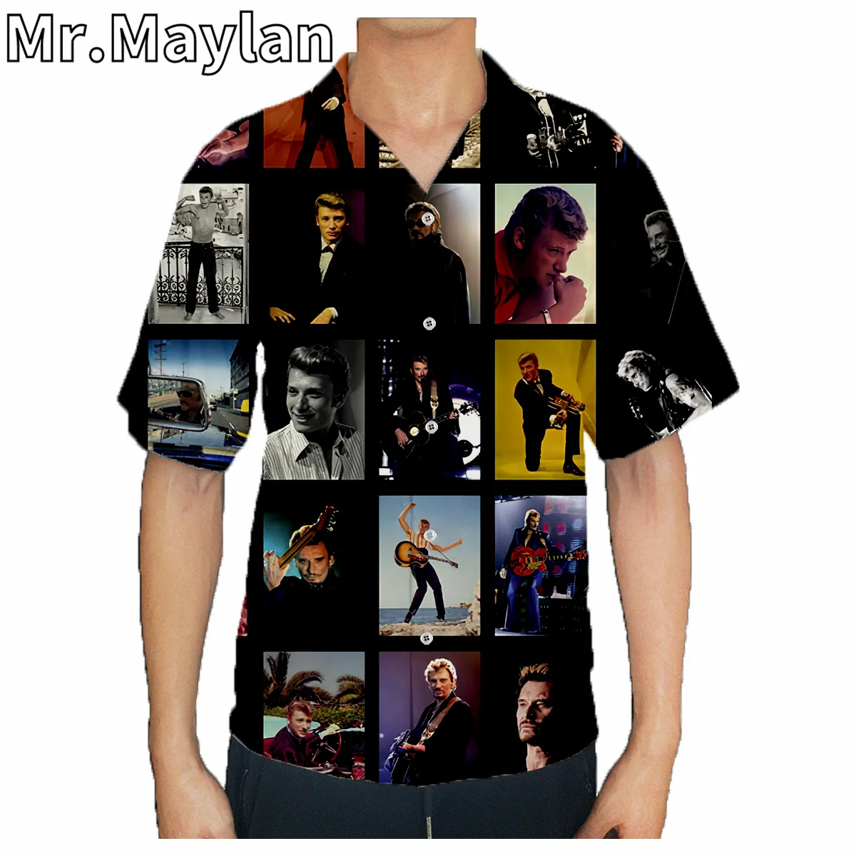 2025 Johnny Hallyday 3D Print Beach Hawaiian 2022 Summer Shirt Short Sleeve Shirt Streetwear Oversized Camisa Social new Chemise Homme-23