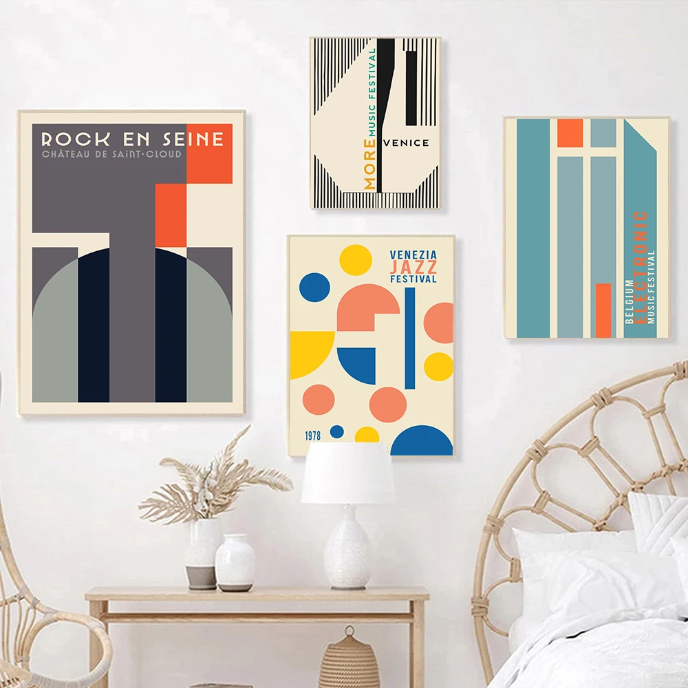 Modern Music Fest Denmark Poster Electronic Music Festival Prints Rock En Seine Venezia ddmysmile Jazz Wall Art Pictures Living Room Decor Smile