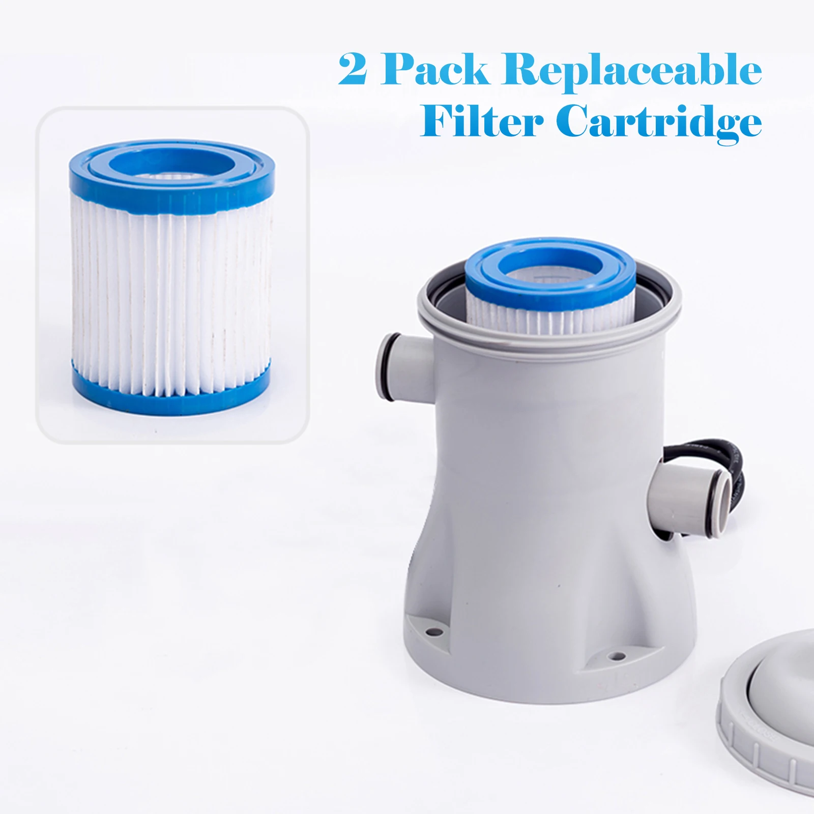 Pool Filter Pump 330 GPH Paddling Pool Electric Water Pump With 2 Filter Cartridge Pool Pump Above Ground Small Pool Filter Pump