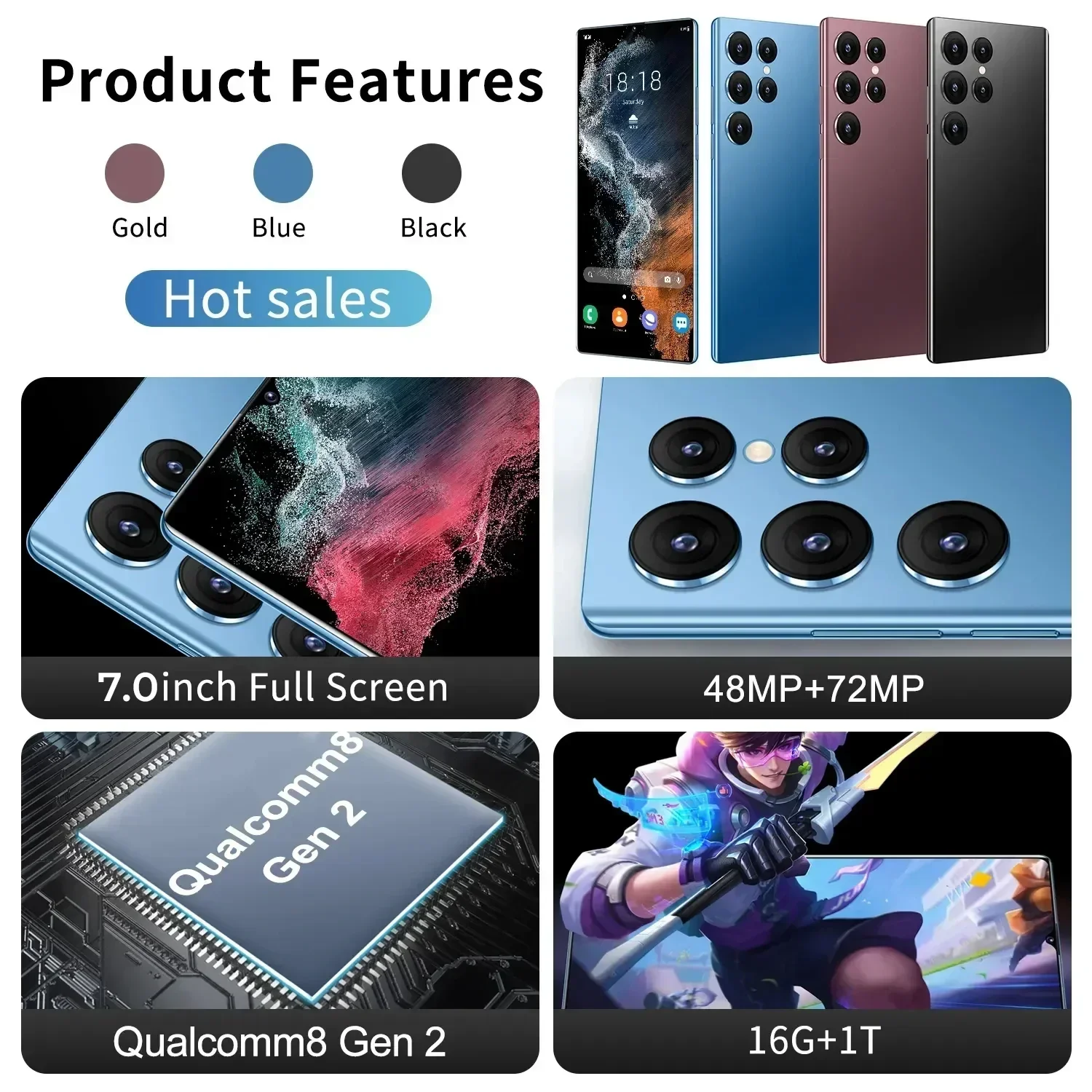 New S24 Ultra 5G Smartphone Original 7.0inch Global Celular Unlocked Phones 16G+1TB 4G Dual SIM Mobile Phones 72MP HD Cell Phone