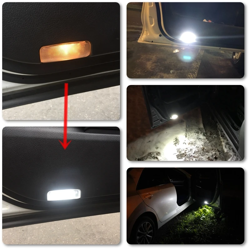 Led Door Courtesy Light Bulbs White/Red For Toyota Land Cruiser 200 Series 150 Series Prado MK4 J150 For Lexus ES240 IS250 RX350