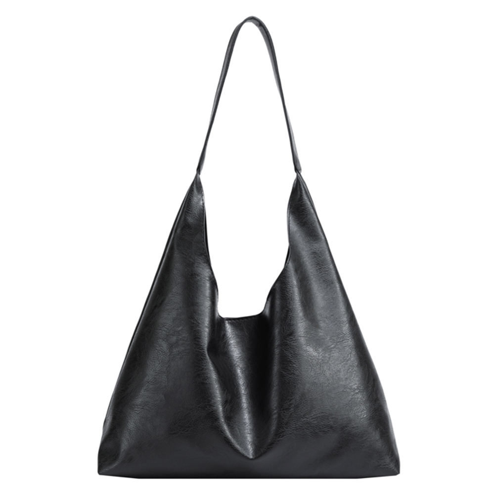 PU Soft Leather Tote Bag Solid Color Women Vegan Leather Slouch Bag Lightweight Underarm Bag Hasp Closure Casual Style Daily Bag