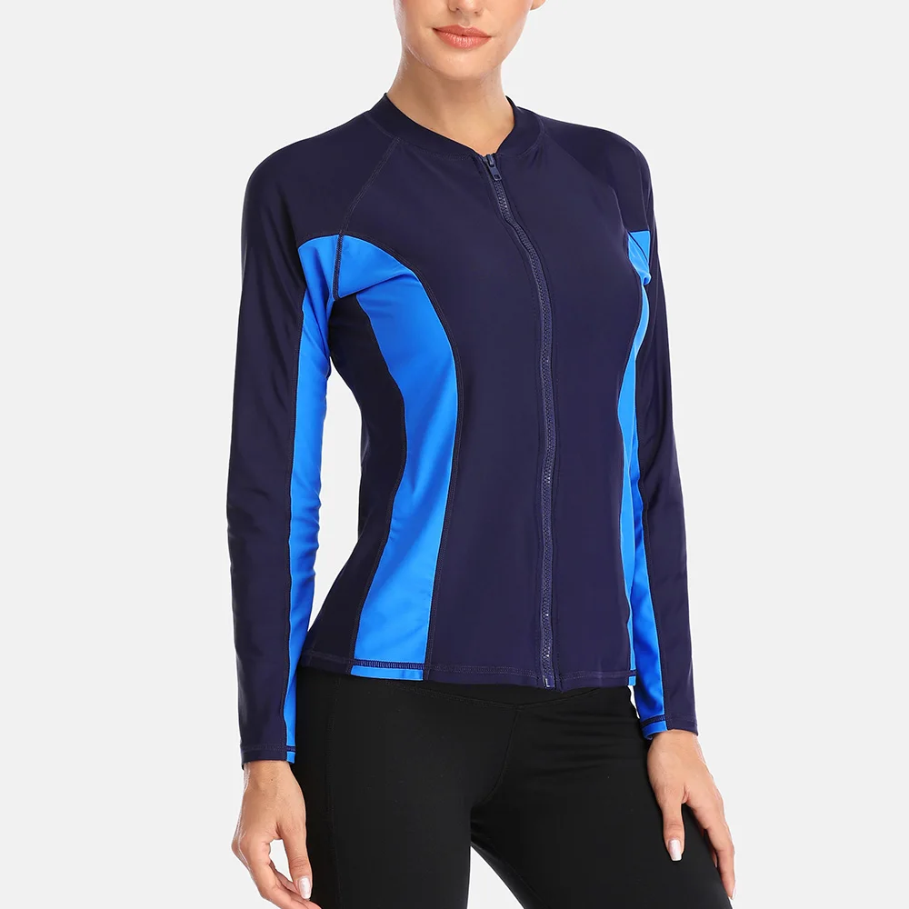 Sleeve Charmleaks Women Long Zipper Rashguard Swimsuit Surfing Top ddmysmile Rash Guard Zipper Upf50+ Running Shirt Biking Shirt Swimwear Smile +
