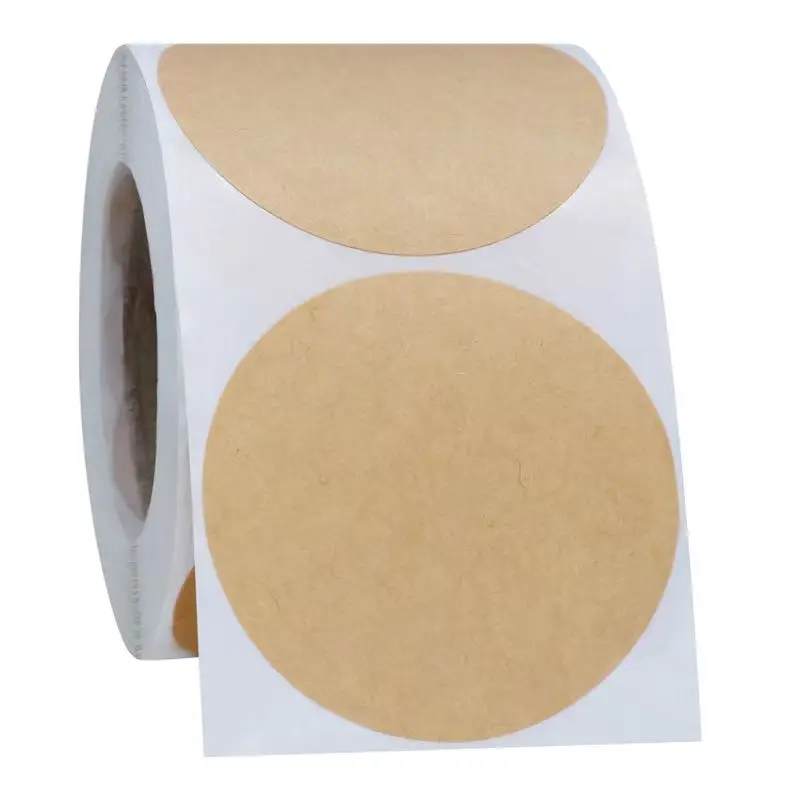Kraft Blank 100/500PCS Round Paper Sticker DIY Sealing Labels Handmade Self-Adhesive Gift Package Stickers 25/38/50mm smile