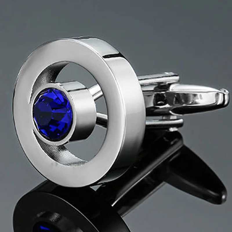 New luxury design hand woven round zircon crystal cufflinks for high-end mens French shirt cufflinks W241109