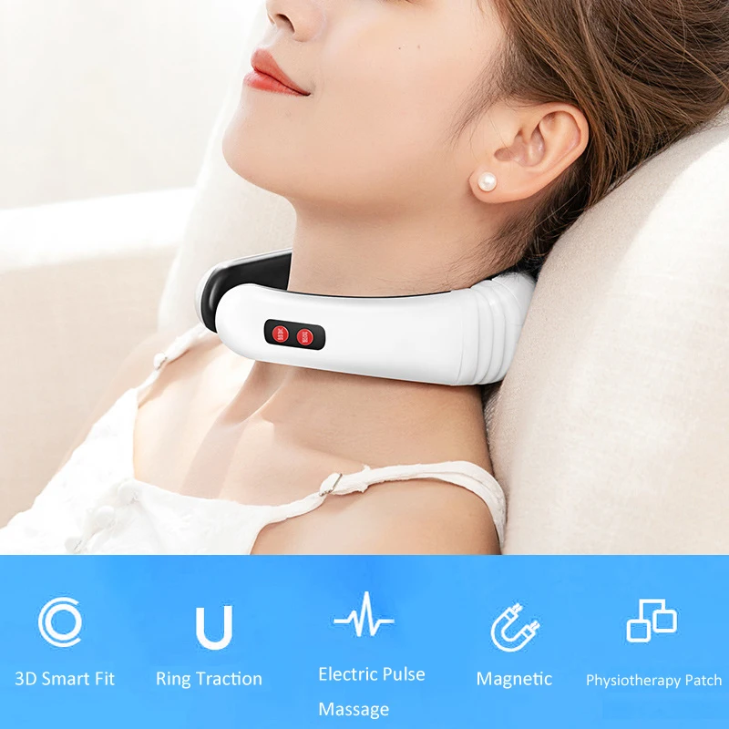 Electric Neck Massager & Pulse Back Shoulder Massage Machine Far Infrared Heating Pain Relief Tool Health Care Body Relaxation