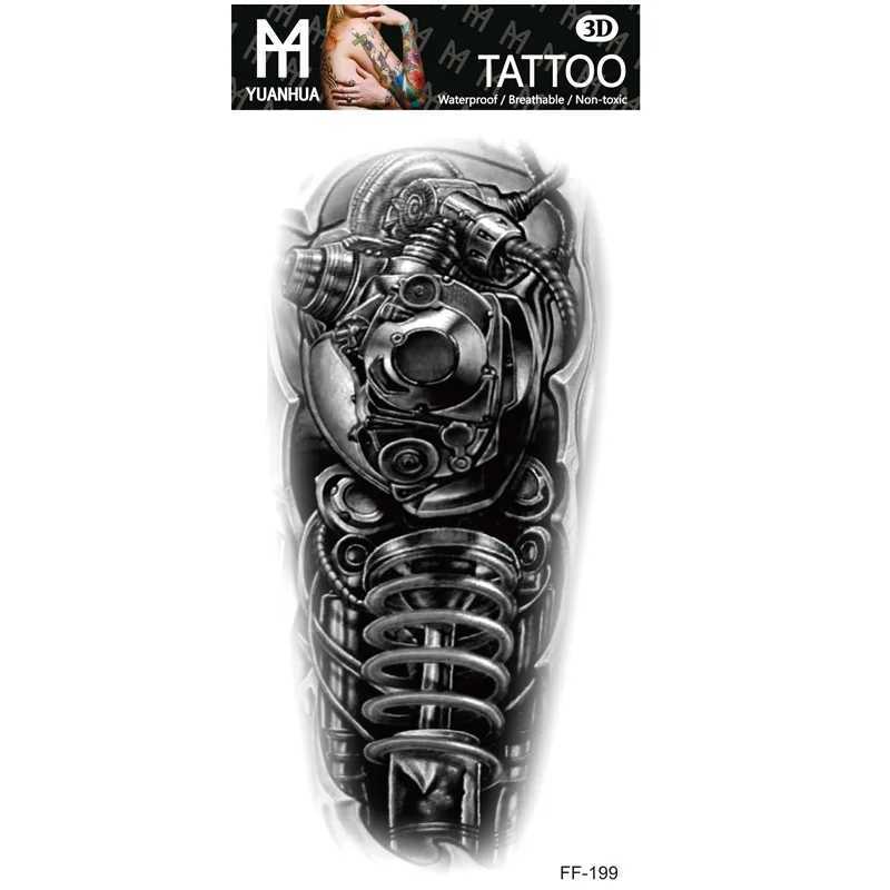 Size 208x95mm New Waterproof Animal Terrifying Temporary Tattoo Tiger Head Totem Tattoo Sticker W241109
