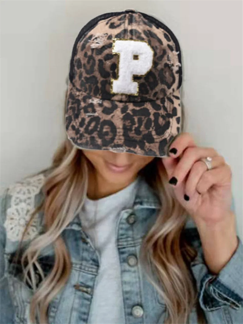 Casual Distressed Women's Adult Hats Female Girls Hip ddmysmile Hop Sports Mesh Baseball Cap Trucker Caps Leopard Print Snapback Hat Gorro Smile