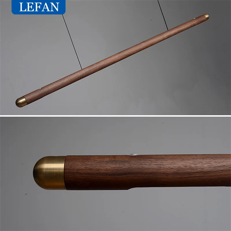 ddmysmile Table Black Walnut Dining Chandelier Simple Strip Wood Hanging Lamps Kitchen Fixture Home Decor Pendant Indoor Lighting Smile