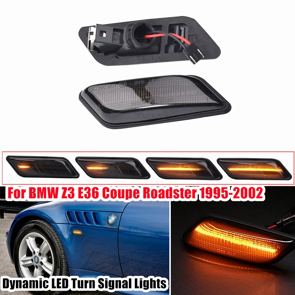 2PCS For BMW Z3 E36 Coupe Roadster 1995-2002 Dynamic LED Side Marker Lamp Turn Signal Light 63132493613