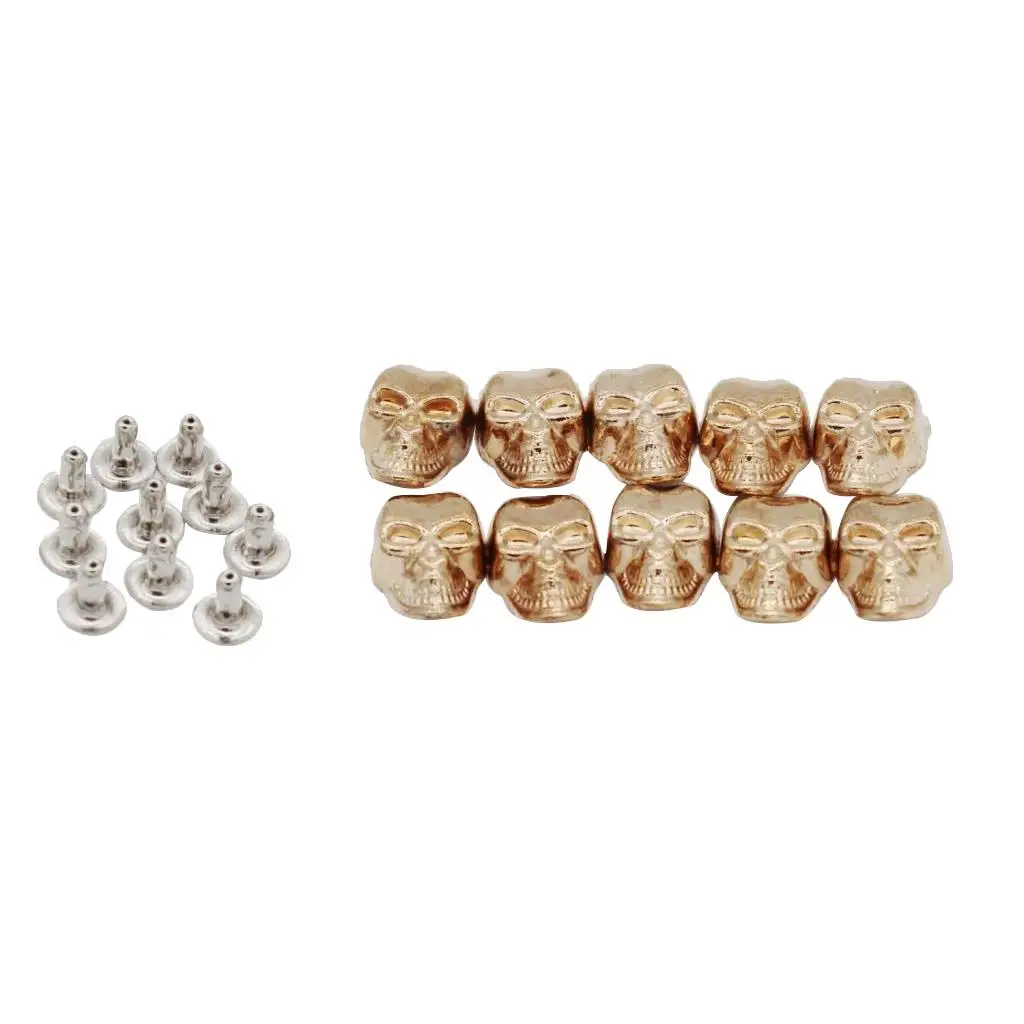10 Sets Skull Rivet Studs Spikes Punk Rock for DIY Leather x16mm