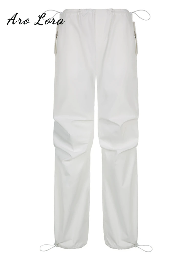 Casual Baggy Wide Leg Sweatpants White Loose Low Waist Streetwear Punk Cargo Pants Womens Vintage Hippie Joggers Trousers Y2K