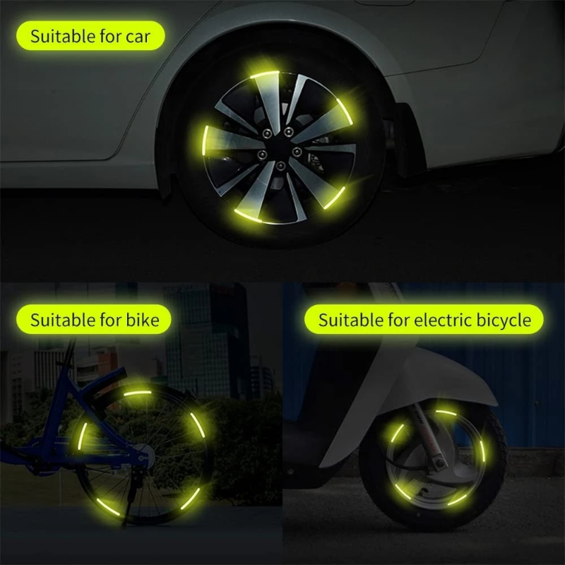 Car Motorcycle Wheel 20Pcs Hub Reflective Stickers Cars Decorative Stripe Tape Stickers Car Decal Auto Exterior Accessories smile