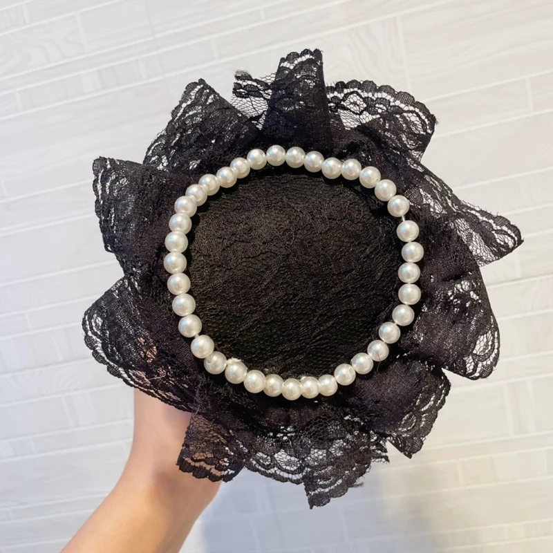 Pearls Headband Fascinator ddmysmile Vintage For Tea Party Wedding Costume Lace Pillbox Wedding Headwear Mrs. Maisel Drop Shipping Smile Mrs.