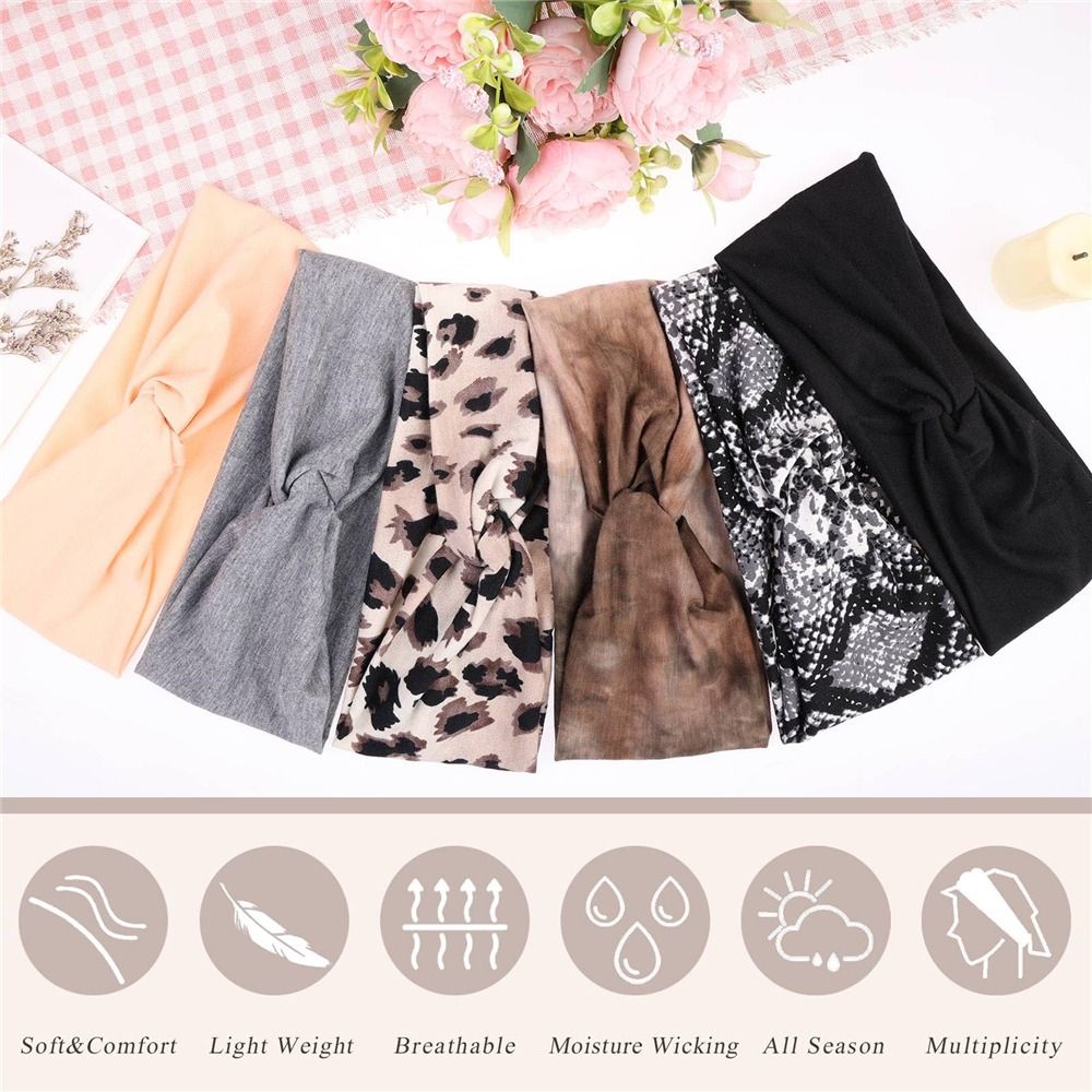 Simple Non-Slip Women's Stretchy Headbands Versatile Sport Headbands Twisted Cross Hair Wrap Printed Hairbands Hair Accessories
