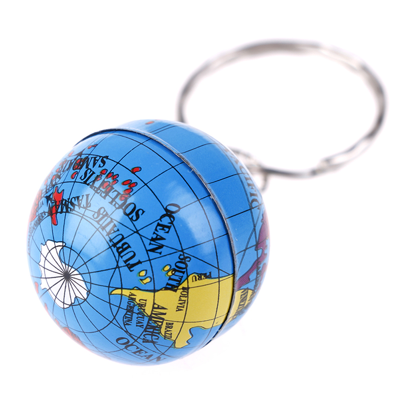 2Pcs Newest Globe Keychain Handmade World Map Planet Earth Geography Key Chain Glass Dome Keychains