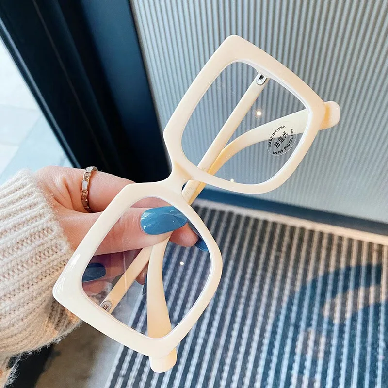 Oversized Eyeglasses Frames For Women Men Trendy Classic Square Transparent Computer Glasses Anti Blue Light Clear Lens Eyewear