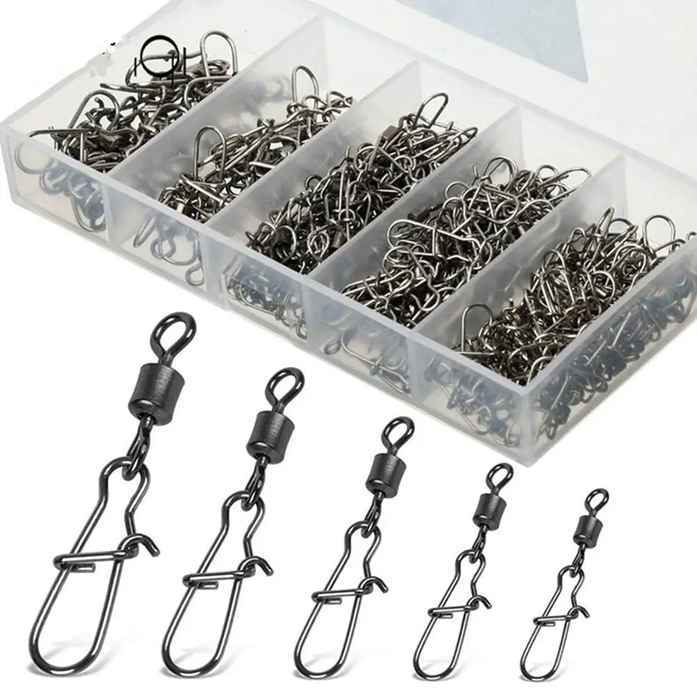 Set Fishing Connector 50/100/200Pcs Swivels Interlock ddmysmile Pin Snap Rolling Swivel For Fishhook Lure Carp Fishing Accessories Smile