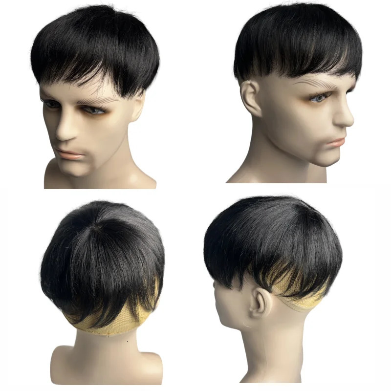 Prosthetic Hair Male 100% Human Hair Toupee Wigs for Man Replacement System Mens WIg Real Hair for Baldness Cover White Hair 241108