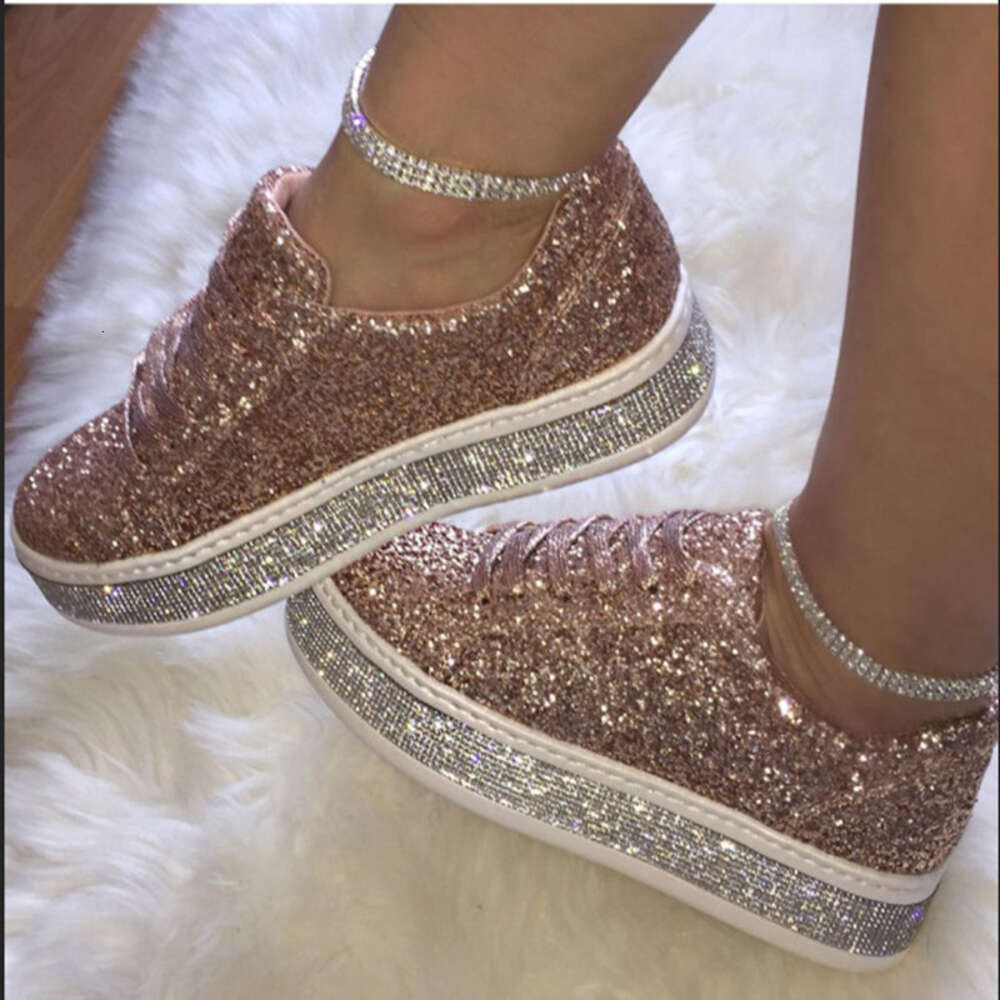 Shoes Spring and Autumn New Sequin Lace Up Sports for Large Women's Shoes ddmythur