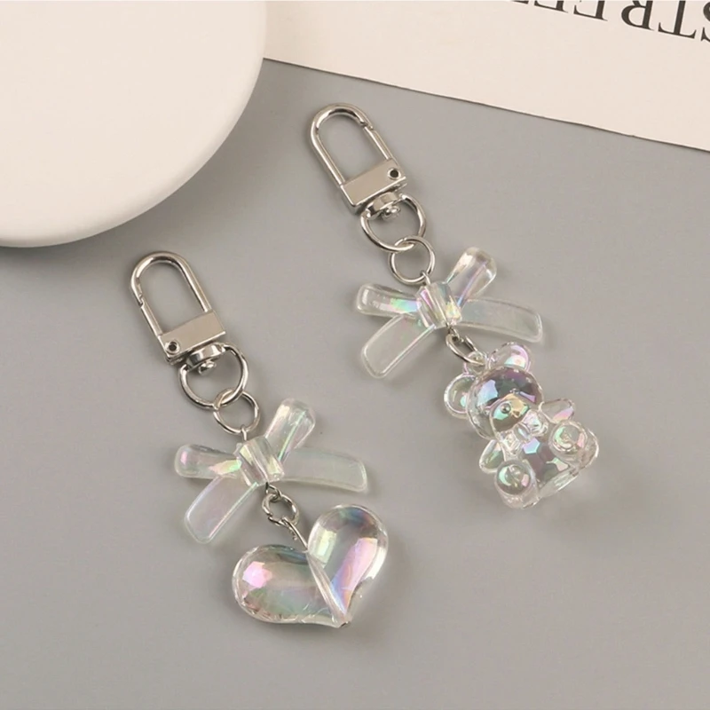 Shape Keyring Heart/Bear Keychain Commemorative Keychains Resin Material Keys Rings Car Keys ddmysmile Jewelry Gift For Women Girl Smile