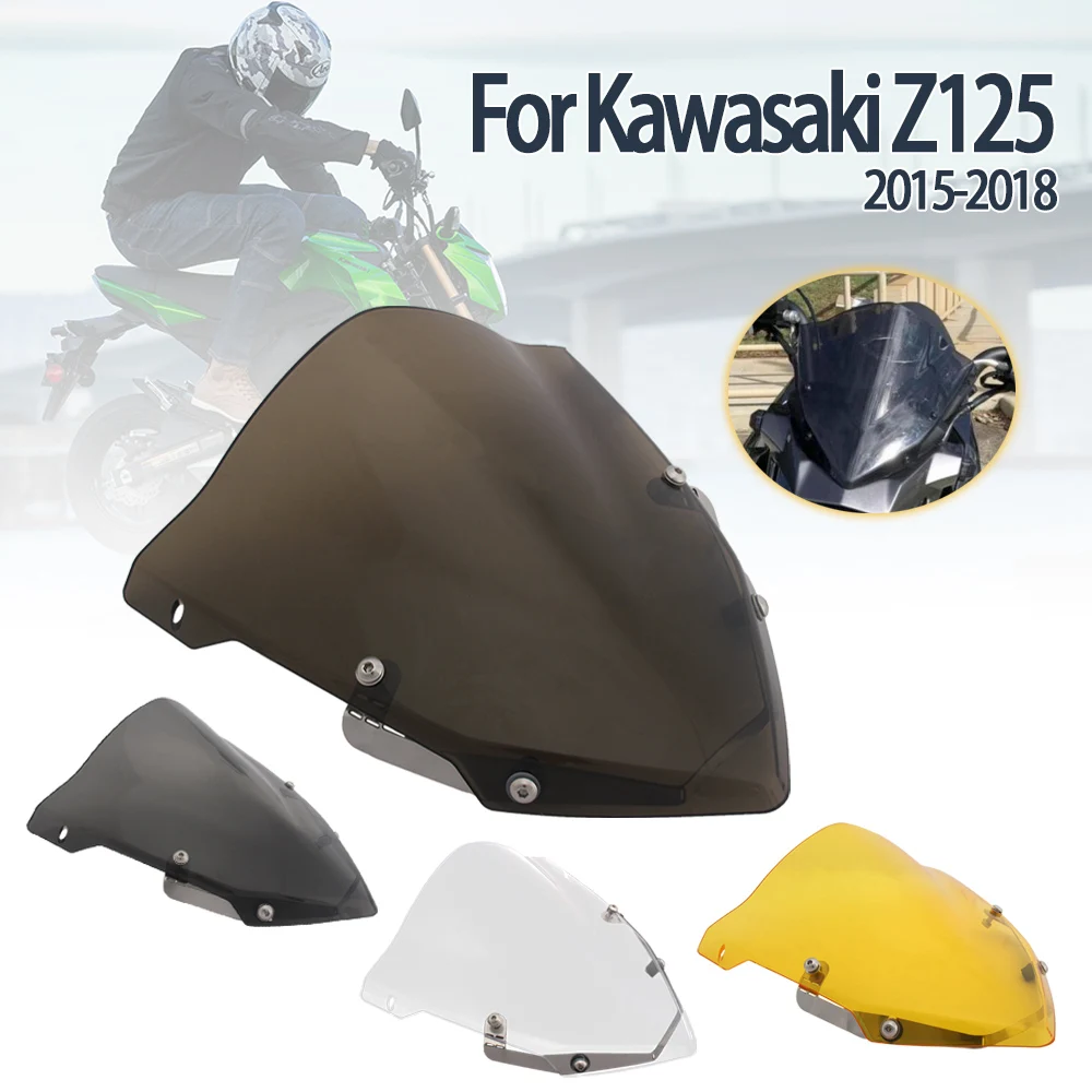 Motorcycle Windscreens For Kawasaki Z125 Z 125 2015-2018 Wind Deflectors Parabrisas Replace Windshield Accessories