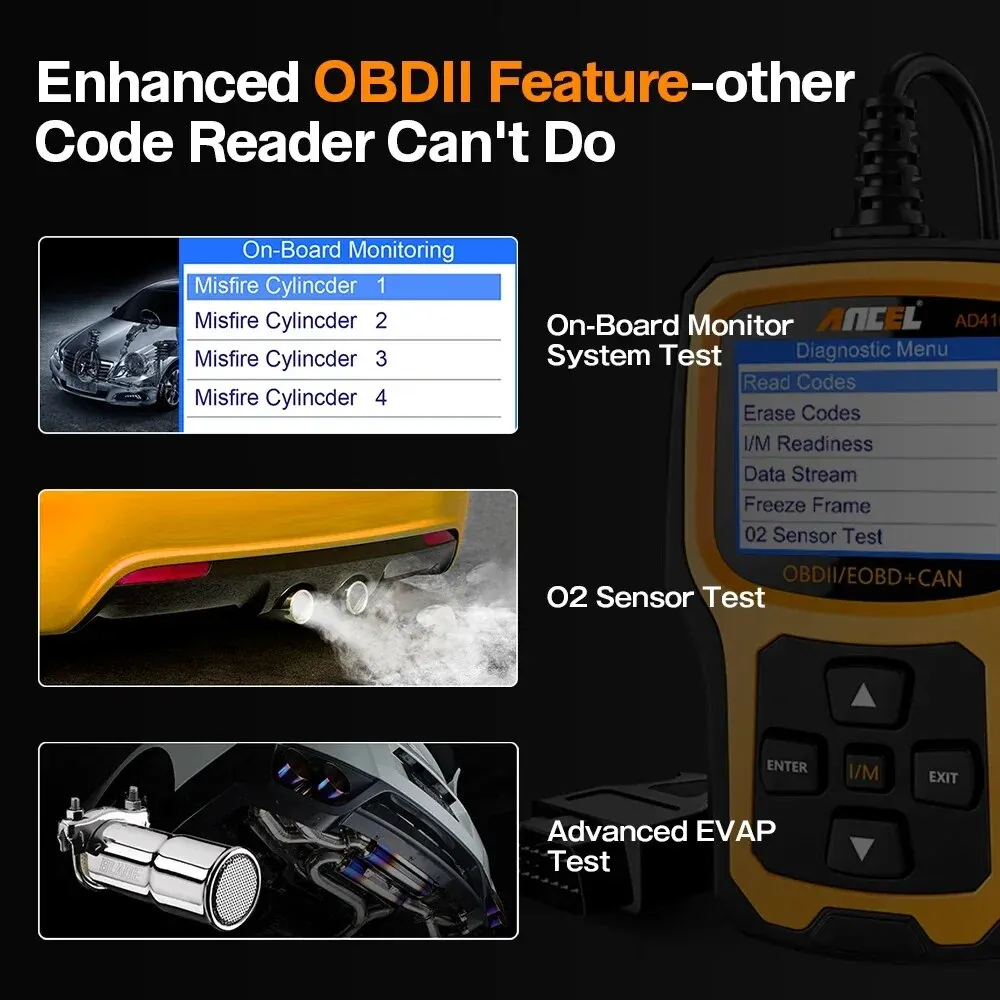 Ancel OBD2 Automotive AD410 Scanner Professional Check Engine Light Code Reader EOBD JOBD Universal OBD2 Car Diagnostic Tools smile