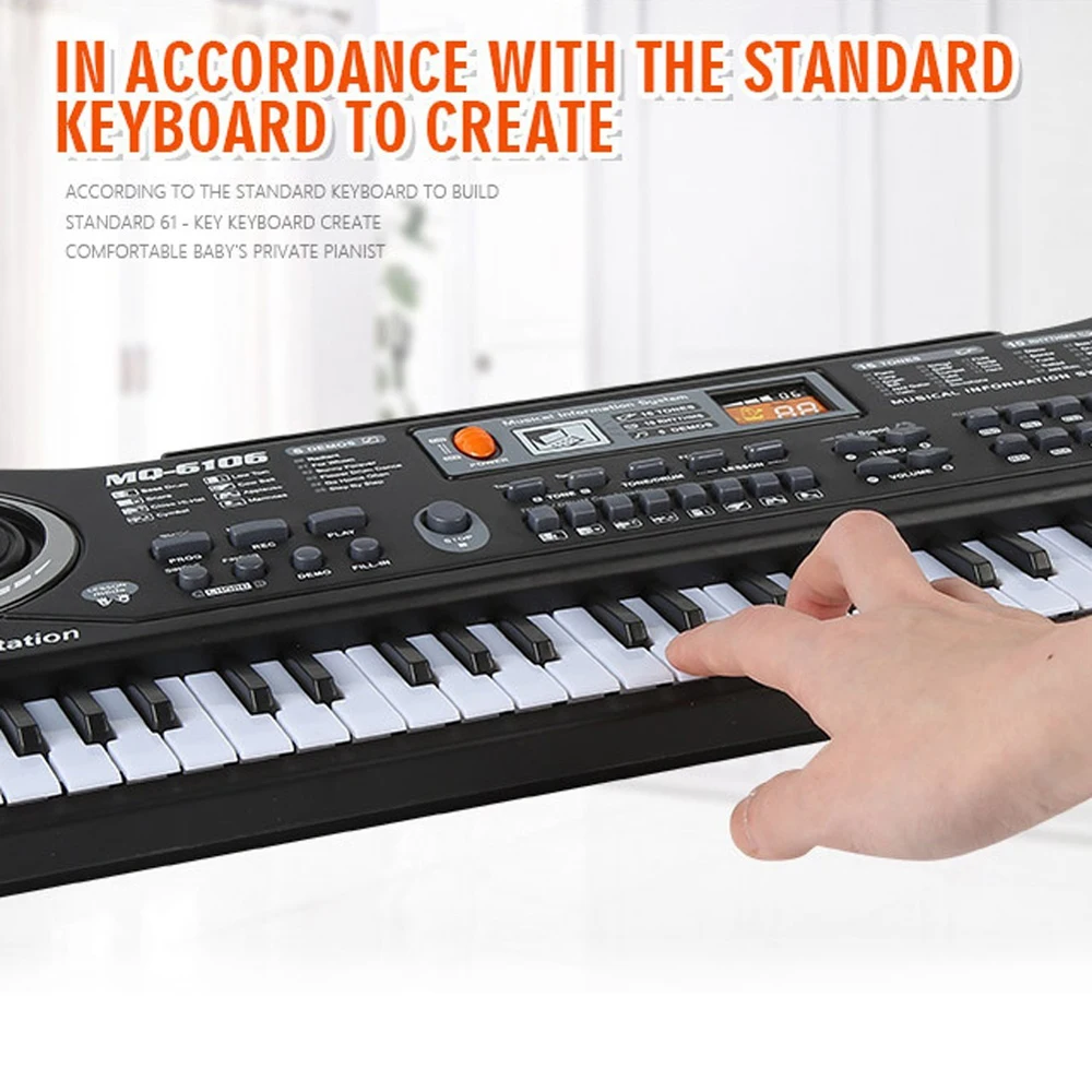 61 Keys Black Digital Music Electronic Keyboard Key Board Electric Piano Kids Gift with microphone Keyboard Musical Instruments