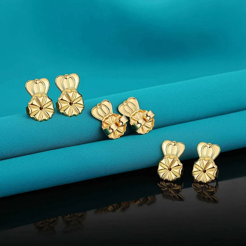 Earring Earring 3-Pairs Backs Backs Lifter Adjustable Hypoallergenic Secure Earring Backs For Heavy Earrings, (Gold) smile Earrings, ()
