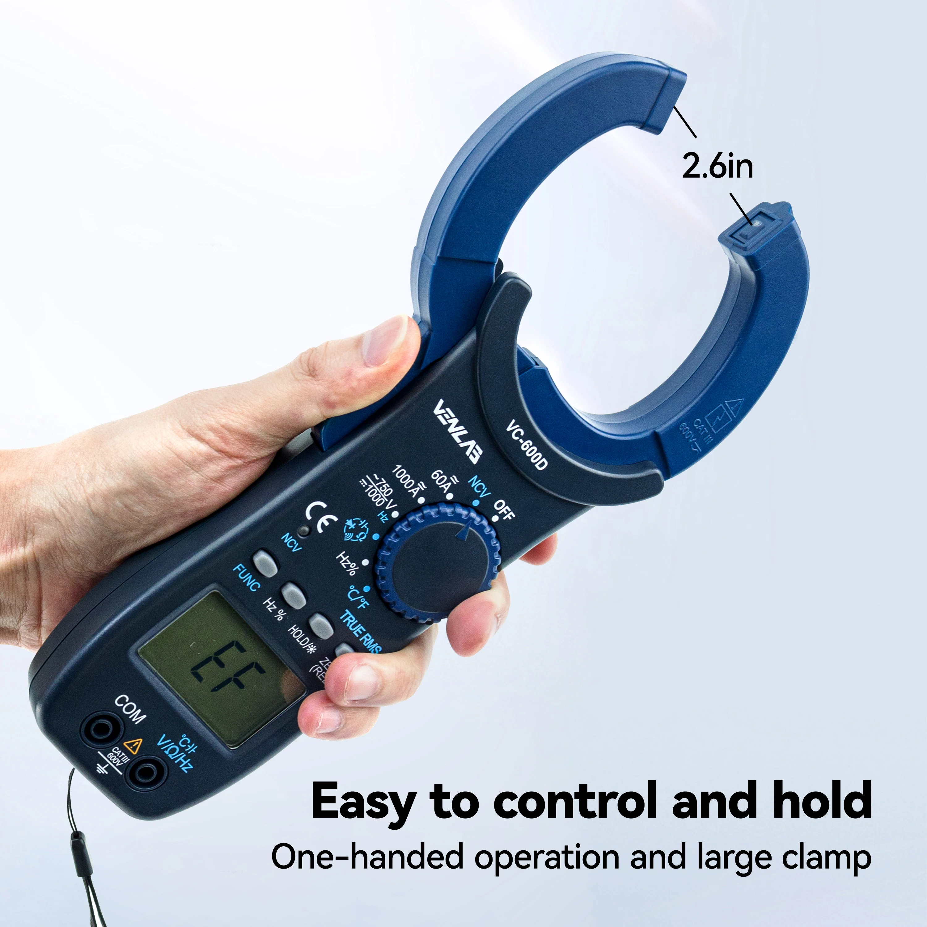 1000A T-RMS Large Digital Clamp Meter 6000 Counts AC/DC Current Amp Meter, Multimeter Voltage Tester Auto-ranging
