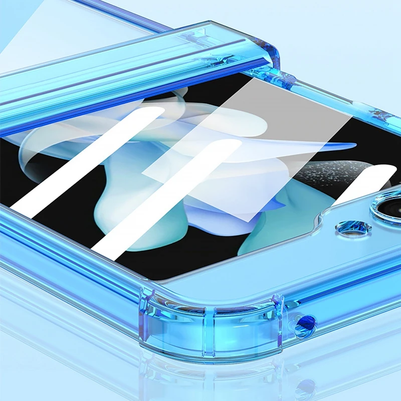 For Case Silicone Airbag Samsung ddmysmile Galaxy Z Flip 5 5G Hard Cases All-Included Hinge Bumper Shell Z Flip5 Zflip5 Protective Cover Smile