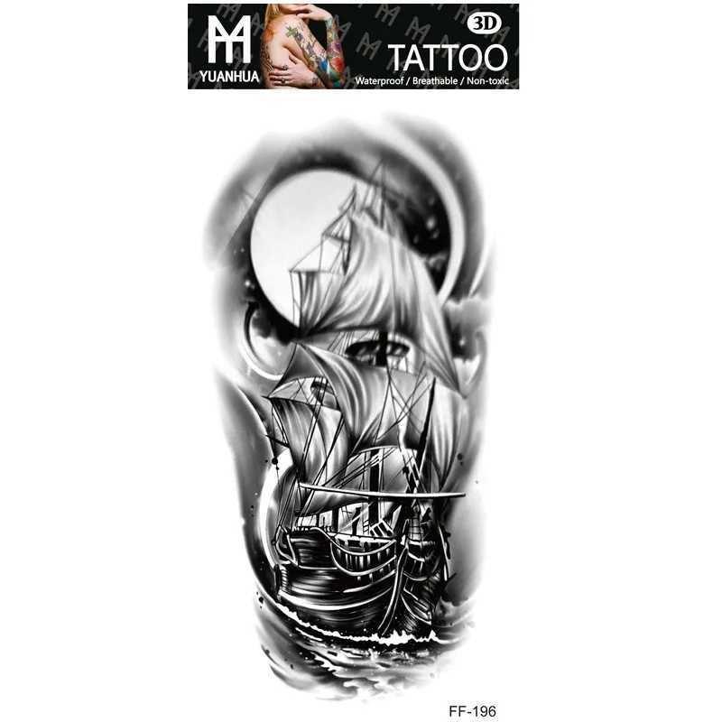 Size 208x95mm New Waterproof Animal Terrifying Temporary Tattoo Tiger Head Totem Tattoo Sticker W241109