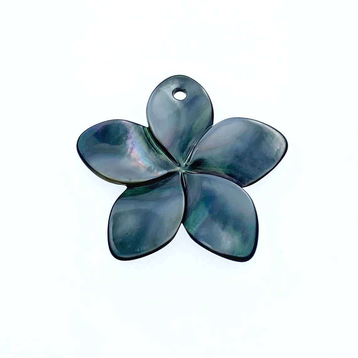 4pc 25mm Hand Carved Black Mother of Pearl Plumeria Flower Pendants for Jewelry Making