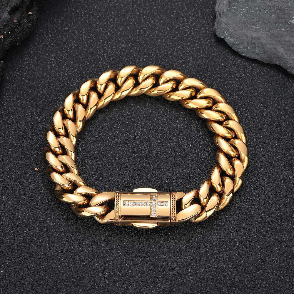 hot selg 12mm cuban chain miami micro inlaid spring buckle personalized head trendy bracelet