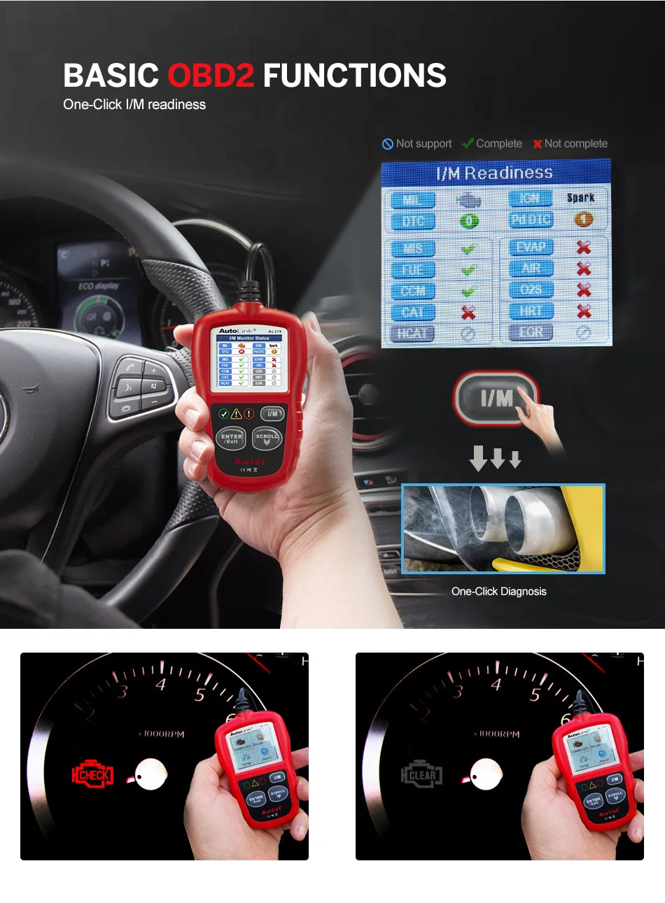 Al319 Auto Autolink Autel Obd2 ddmysmile Scanner CAN Code Reader View Freeze Frame Data OBDII OBD 2 Professional Car Diagnostic Tool Smile