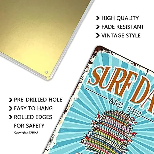 Are The Days Surf Best Days, Paddleboards Rental & Lessons Vintage Tin Signs Wall Decor, Retro Metal Sign For Outdoor Smile , ddmysmile & Decor,