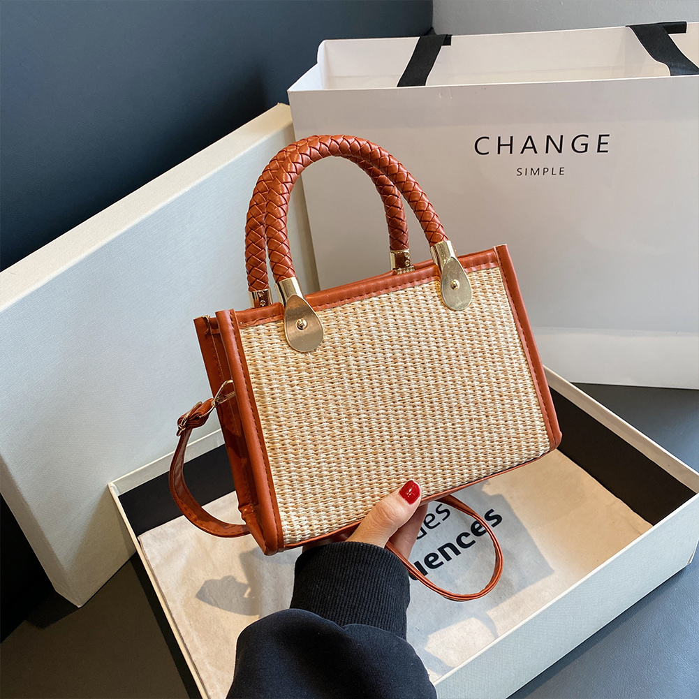 Fashion Woven Straw Shoulder Bag Female Crossbody Messenger Bags for Women 2023 Summer Beach Handbags Tote Travel Shopping Bag