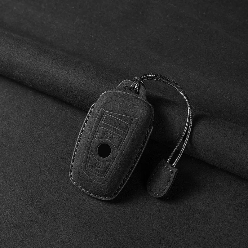 case key Leather car For X1 X3 X5 X6 X7 F20 F15 F16 F48 G20 G30 G01 G02 G05 G11 G32 1 3 7 Series Keychain Suede Accessories smile