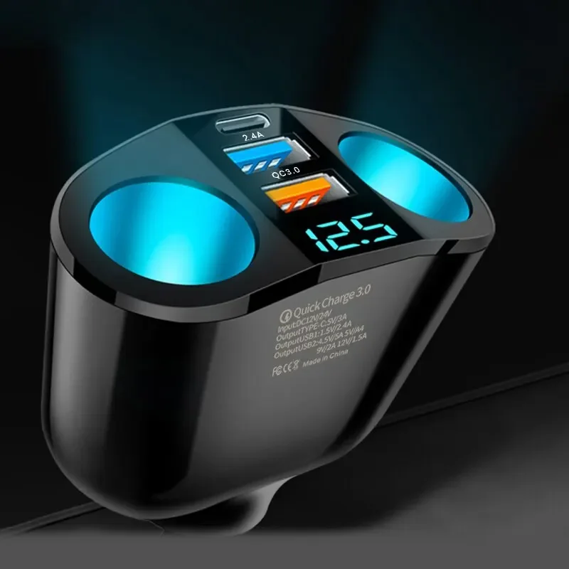 Multiple Devices Can Be Charged at the Same Time with Digital Display new Car Charg Dual-port 2025 Car Charger Adapter