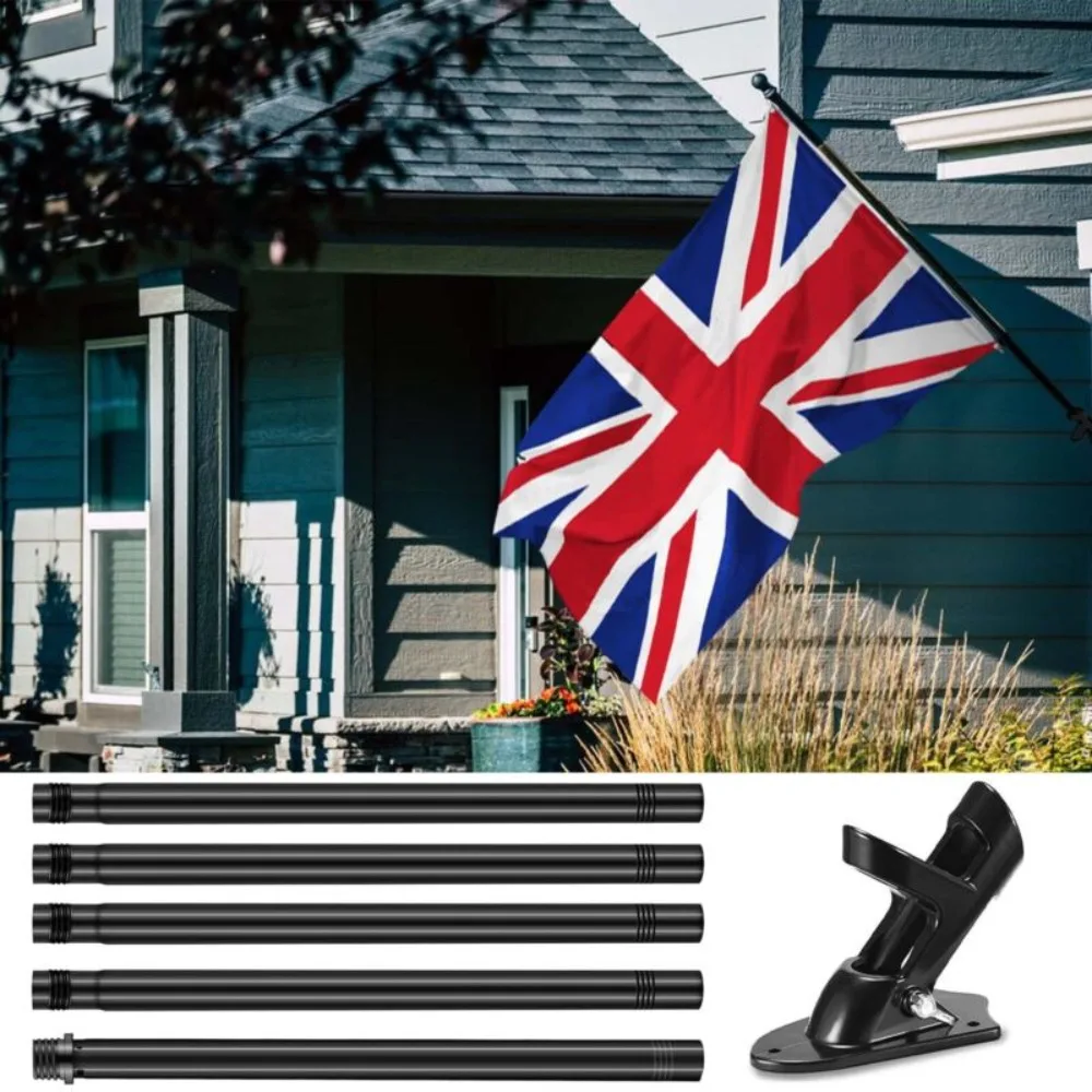1PC Wall Mounted Mount Telescopic Flag Pole Top House Wall Bracket Base 6Ft Stand Flagpole Collapsible Yard Banner Holder