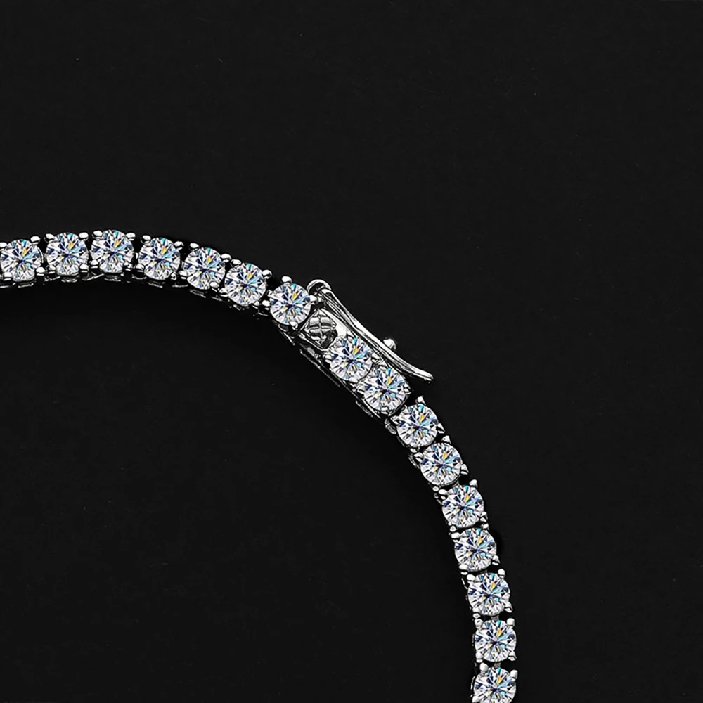 D Real Serenity Day Color Graduated Size Full Moissanite Tennis Necklace for Women S Sterling Sier Plated Fine Jewelry smile