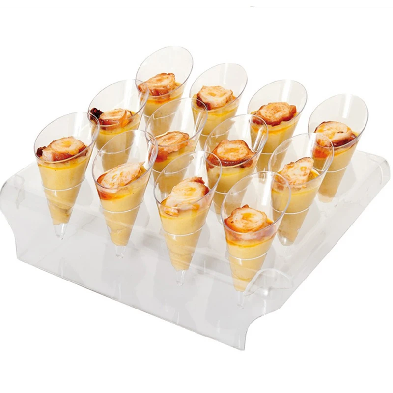 1 Set x Home Party Event Wedding Supplies Recyclable Dessert Buffet Displays+12 Mini Cones(45ml) +12 Mini Spoons