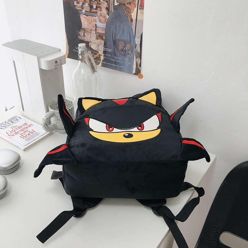 Backpack Cartoon Black hedgehog Plush Schoolbag Student School Girls Cool High Capacity Women's Bag Gift
